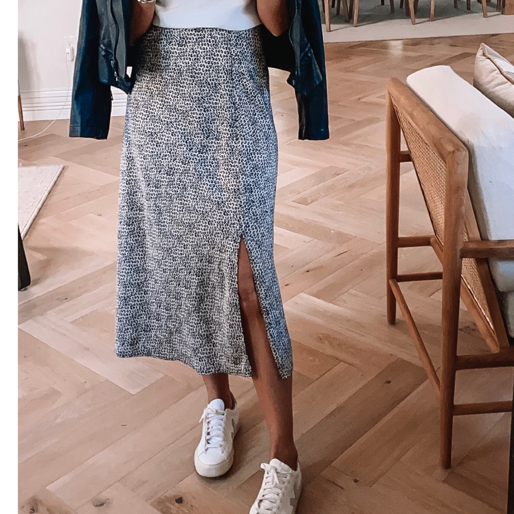 Wayf Side Slit Slip Midi Skirt